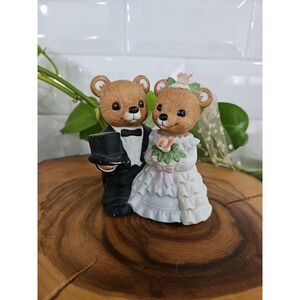 Porcelain Bride and Groom Bear Figurine Homco 1407